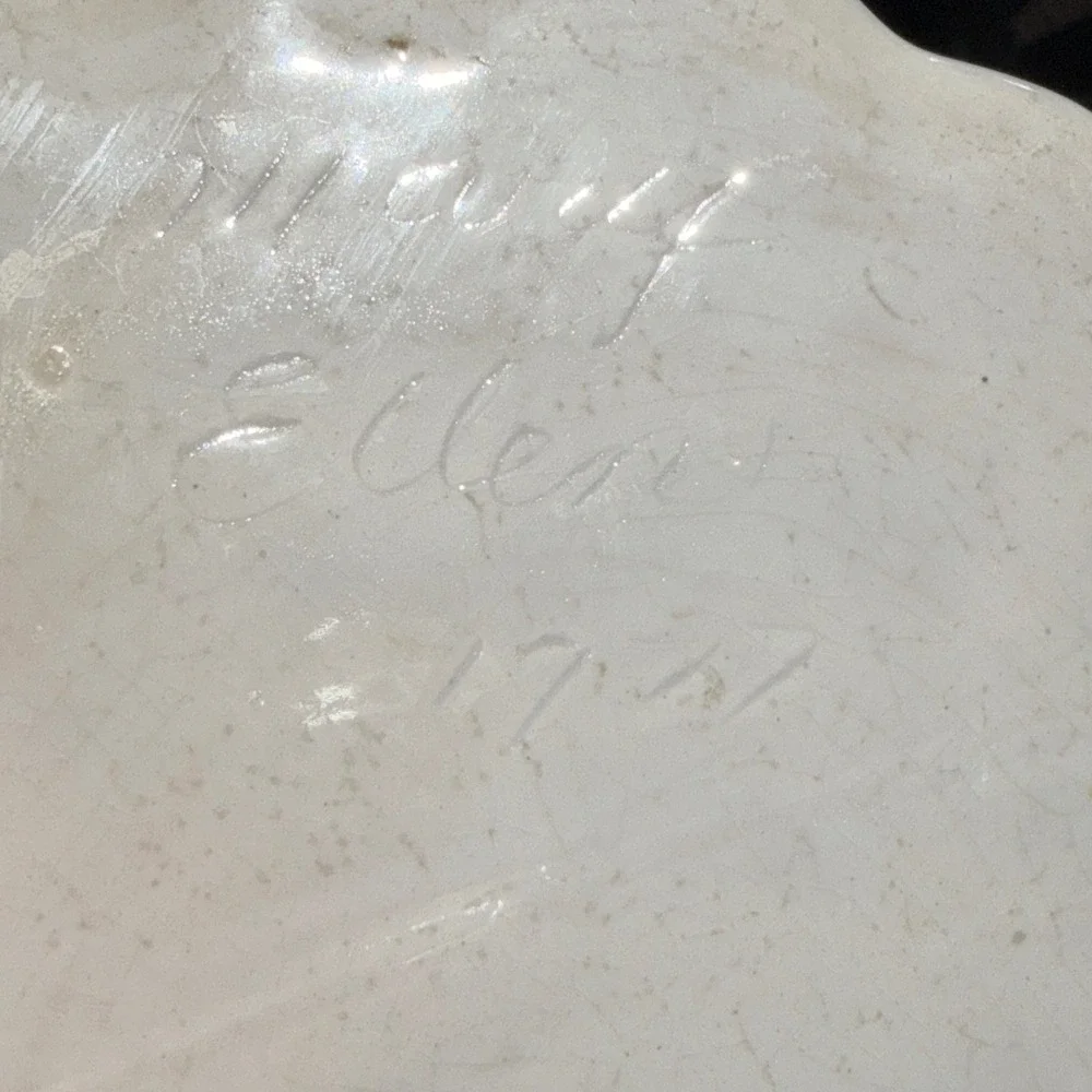 1987 Mary Ellen Ceramic Vase Woman at Well Relief Double Handle Cream 10